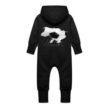 Ukraine Map Framed Real Football EN - Baby Organic Sweat Overalls With Hood - vanilla - Back