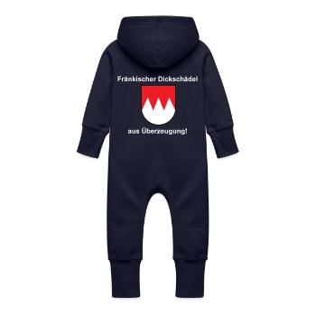 Fränkischer Dickschädel - Baby Bio Sweat Overall mit Kapuze - Navy - Hinten