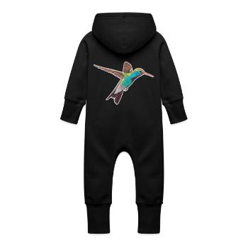 Kolibri mit weissem Rand - Baby Bio Sweat Overall mit Kapuze - Vanille-Milchshake - Hinten