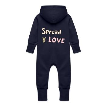 Répandre l'amour - Grenouillère à capuche bio en molleton Bébé - marine - Dos