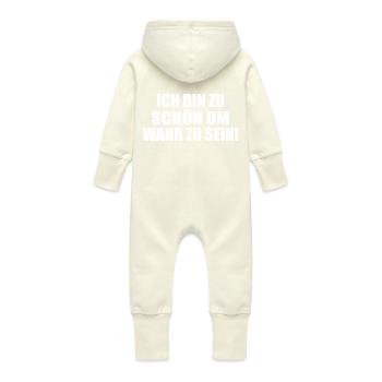 too good to be true Self-absorbed Selfish Selfish - Baby Organic Sweat Overalls With Hood - vanilla - Back