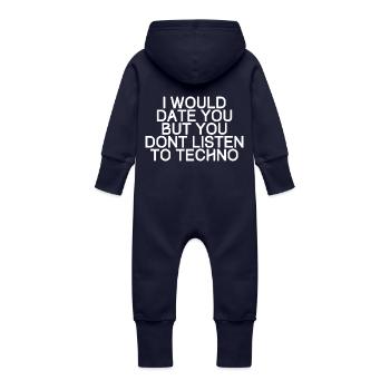 Je vous ce jour, mais vous n'écouter techno - Grenouillère à capuche bio en molleton Bébé - marine - Dos