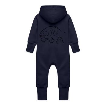 Karpfen - Baby Bio Sweat Overall mit Kapuze - Navy - Hinten