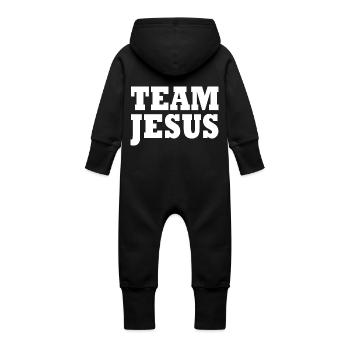 Team jesus - Baby Organic Sweat Overalls With Hood - vanilla - Back
