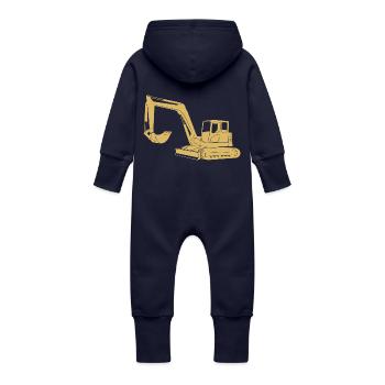 Baggerfahrer Silhouette - Baugeräteführer - Baby Bio Sweat Overall mit Kapuze - Navy - Hinten