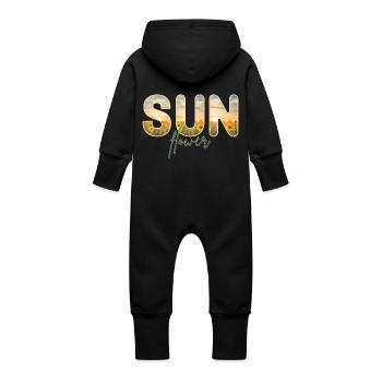 sunflower Sonnenblume Sommerdesign Blume Sonne - Baby Bio Sweat Overall mit Kapuze - Vanille-Milchshake - Hinten