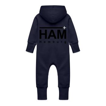 HAM Noir - Grenouillère à capuche bio en molleton Bébé - marine - Dos