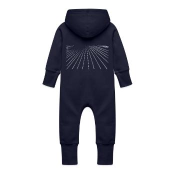 Lines - Baby Organic Sweat Overalls With Hood - navy - Back