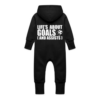 Life's about goals and assists - Grenouillère à capuche bio en molleton Bébé - vanille - Dos