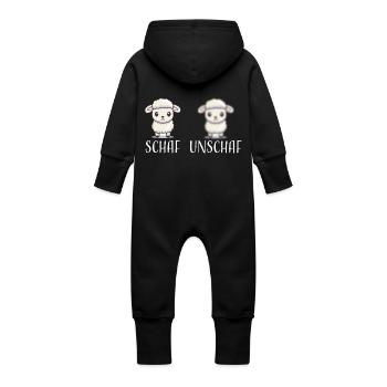 Schaf Unschaf lustiges cooles Geschenk - Baby Bio Sweat Overall mit Kapuze - Vanille-Milchshake - Hinten