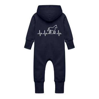 Herz für Pferde - Baby Bio Sweat Overall mit Kapuze - Navy - Hinten
