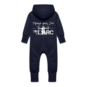 J'peux pas, j'ai Tir à l'Arc - Grenouillère à capuche bio en molleton Bébé - marine - Dos