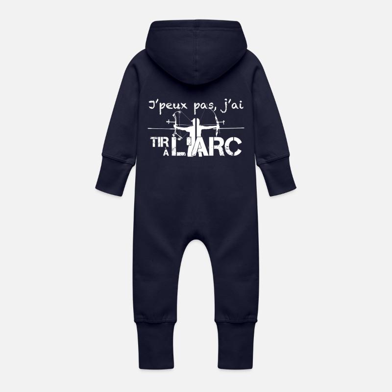 J'peux pas, j'ai Tir à l'Arc - Grenouillère à capuche bio en molleton Bébé - marine