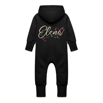 Elena Name Vorname Kalligrafieherz - Baby Bio Sweat Overall mit Kapuze - Vanille-Milchshake - Hinten
