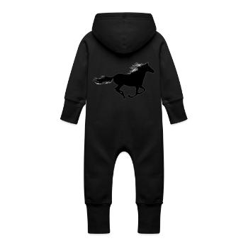 Running horse - Baby Organic Sweat Overalls With Hood - vanilla - Back