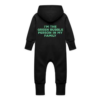I'm the green bubble person in my family - Baby Organic Sweat Overalls With Hood - vanilla - Back
