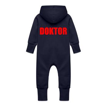 Doctor - Baby Organic Sweat Overalls With Hood - navy - Back