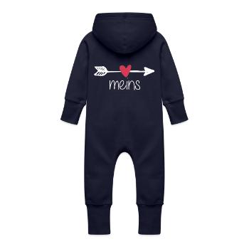 Die/Der ist meins. Finger weg! - Baby Bio Sweat Overall mit Kapuze - Navy - Hinten