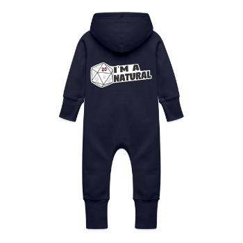 « Je suis un naturel 20 » - Grenouillère à capuche bio en molleton Bébé - marine - Dos