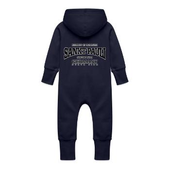 Sankt Pauli (black oldstyle) - Baby Organic Sweat Overalls With Hood - navy - Back