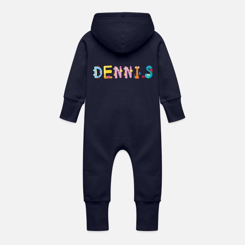 Dennis - Grenouillère à capuche bio en molleton Bébé - marine