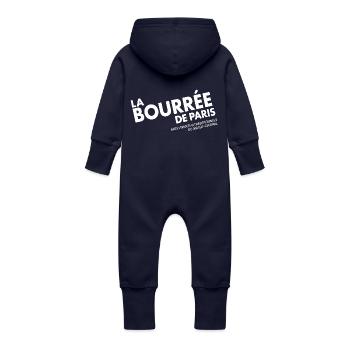 Ecriture Blanche seule dos - Grenouillère à capuche bio en molleton Bébé - marine - Dos
