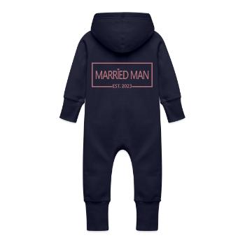 2023 Lune de miel de mariage correspondant - Grenouillère à capuche bio en molleton Bébé - marine - Dos