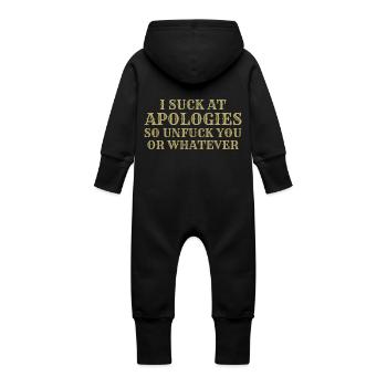 I Suck At Apologies so unfuck you or whatever - Grenouillère à capuche bio en molleton Bébé - vanille - Dos