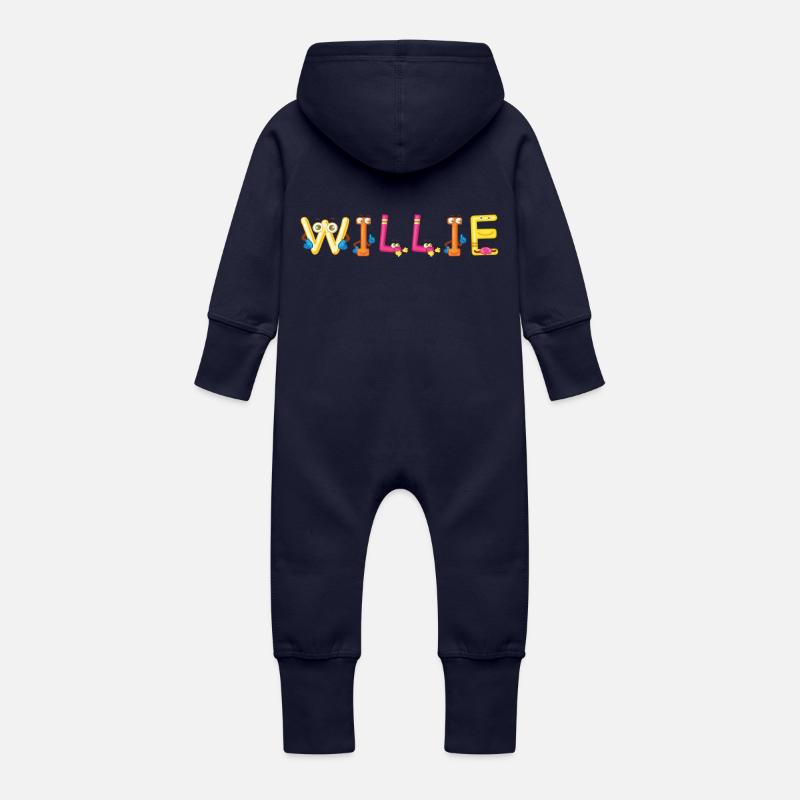 Willie - Grenouillère à capuche bio en molleton Bébé - marine