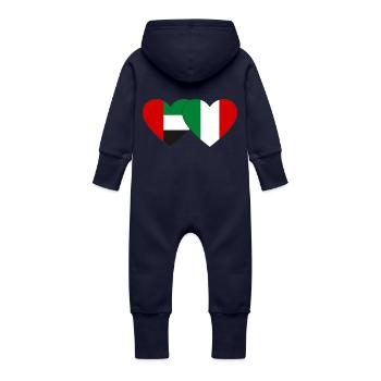 Vereinigte Arabische Emirate Italien Flagge Herz - Baby Bio Sweat Overall mit Kapuze - Navy - Hinten