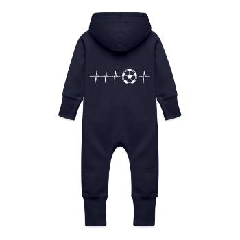 Ich liebe Fußball (Fußball Herzschlag) - Baby Bio Sweat Overall mit Kapuze - Navy - Hinten
