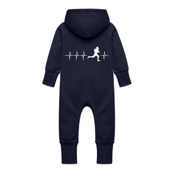 Ich liebe American Football (American Football) - Baby Bio Sweat Overall mit Kapuze - Navy - Hinten
