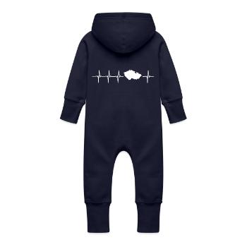 Ich mag die Tschechische Republik (Tschechische Republik Herzschlag) - Baby Bio Sweat Overall mit Kapuze - Navy - Hinten