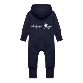 Ich liebe Speer (Speer Herzschlag) - Baby Bio Sweat Overall mit Kapuze - Navy - Hinten