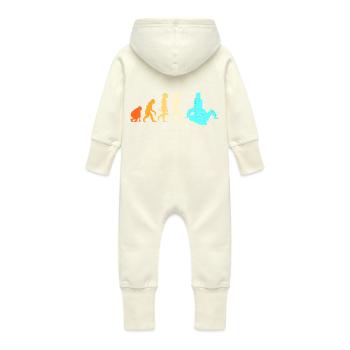 Jiu Jitsu Self Defense - Baby Organic Sweat Overalls With Hood - vanilla - Back