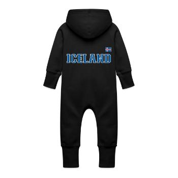 Iceland Flagge - Baby Bio Sweat Overall mit Kapuze - Vanille-Milchshake - Hinten