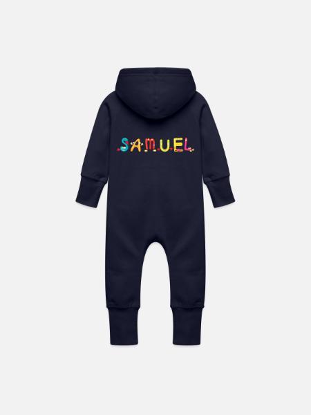 Samuel - Grenouillère à capuche bio en molleton Bébé - marine