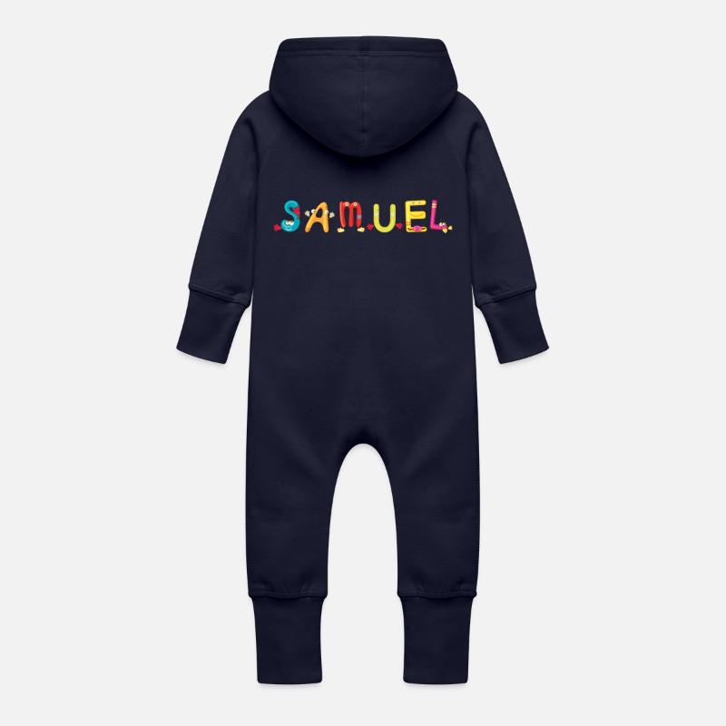 Samuel - Grenouillère à capuche bio en molleton Bébé - marine