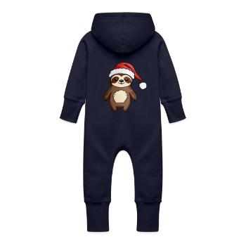 Dessin de Noël paresseux - Grenouillère à capuche bio en molleton Bébé - marine - Dos