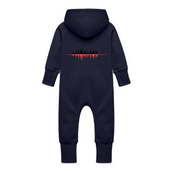Rouge Onde sonore - Grenouillère à capuche bio en molleton Bébé - marine - Dos