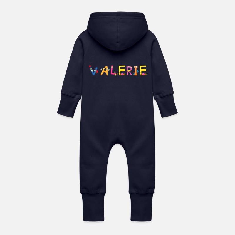 Valerie - Grenouillère à capuche bio en molleton Bébé - marine