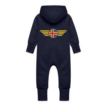 Ich liebe Åland, Eleganz Stil Design T-Shirt - Baby Bio Sweat Overall mit Kapuze - Navy - Hinten