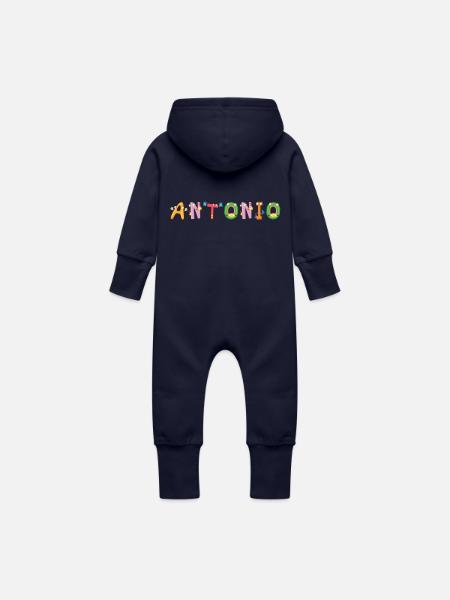 Antonio - Grenouillère à capuche bio en molleton Bébé - marine