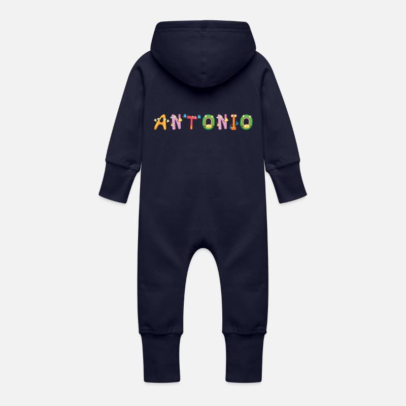 Antonio - Grenouillère à capuche bio en molleton Bébé - marine