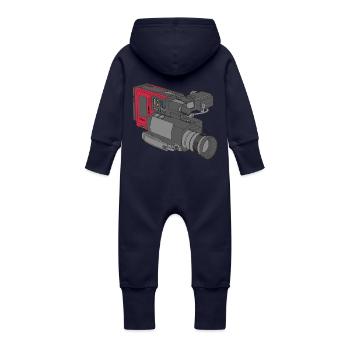 Retro Camera - Baby Bio Sweat Overall mit Kapuze - Navy - Hinten