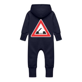 Verkehrsschild Brücke - Baby Bio Sweat Overall mit Kapuze - Navy - Hinten