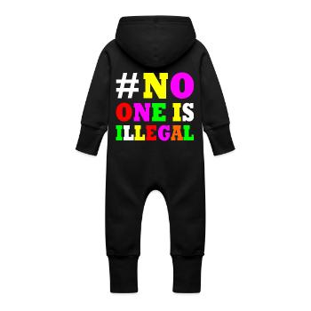 No one is illegal - Grenouillère à capuche bio en molleton Bébé - vanille - Dos