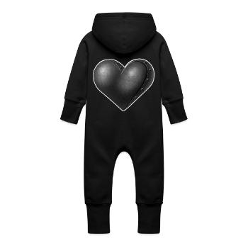 Grey Robot Heart - Baby Organic Sweat Overalls With Hood - vanilla - Back