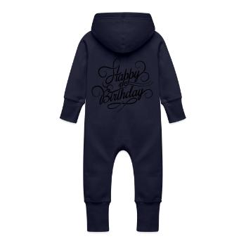 heureux birghday - Grenouillère à capuche bio en molleton Bébé - marine - Dos