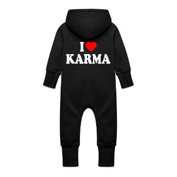 I love karma - Grenouillère à capuche bio en molleton Bébé - vanille - Dos